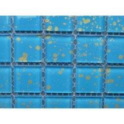 Mosaïque bleu déco bleu turquoise météore foncé pâte de verre vétrocristal plaque 30 cm