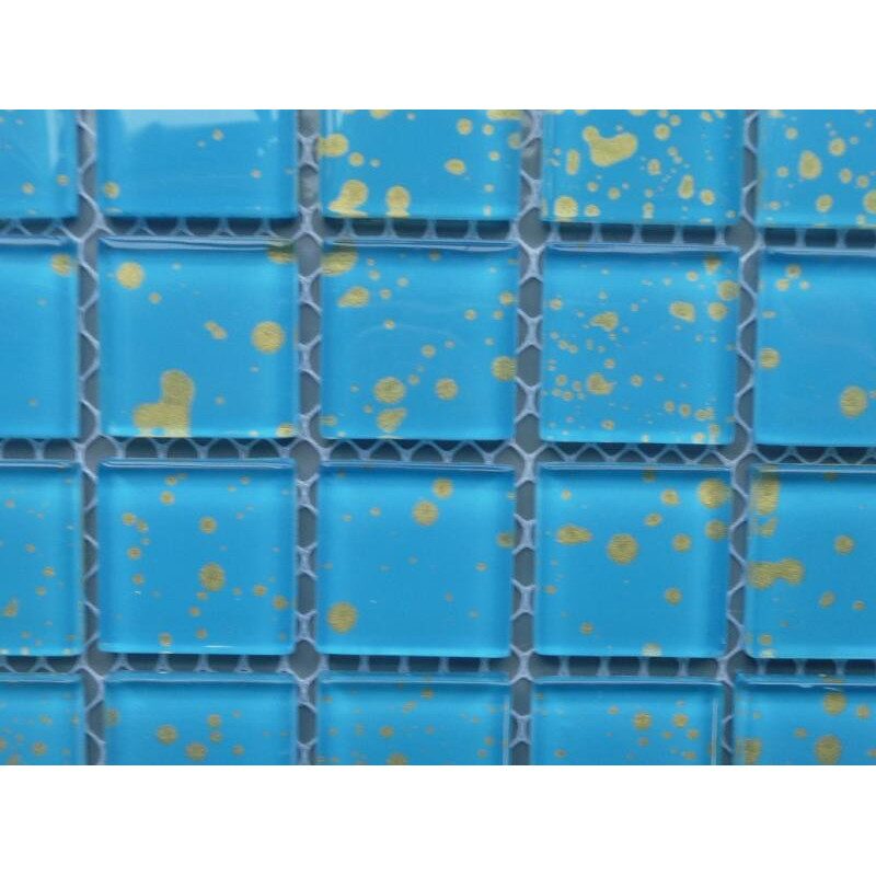 Mosaïque bleu déco bleu turquoise météore foncé pâte de verre vétrocristal plaque 30 cm