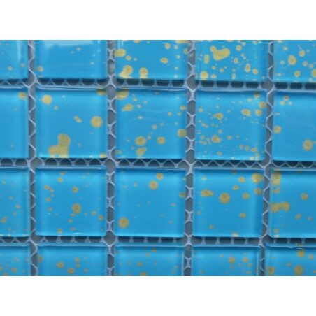 Mosaïque bleu déco bleu turquoise météore foncé pâte de verre vétrocristal plaque 30 cm