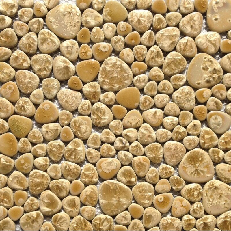 Blanc cassé mosaïque ivoire galet émaillé givré par plaque 30 cm