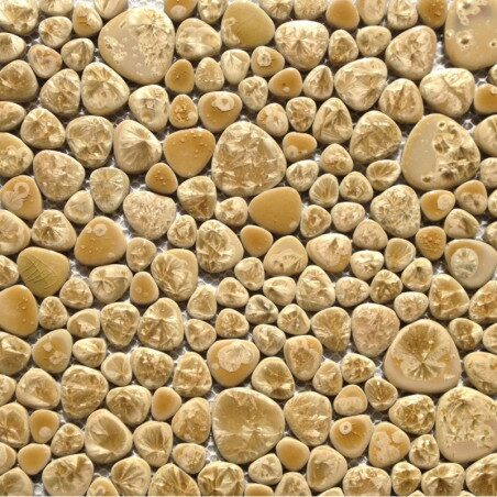Blanc cassé mosaïque ivoire galet émaillé givré par plaque 30 cm
