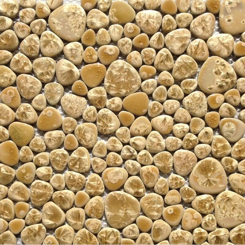 Blanc ivoire givré mosaïque galets émaillés par 100g