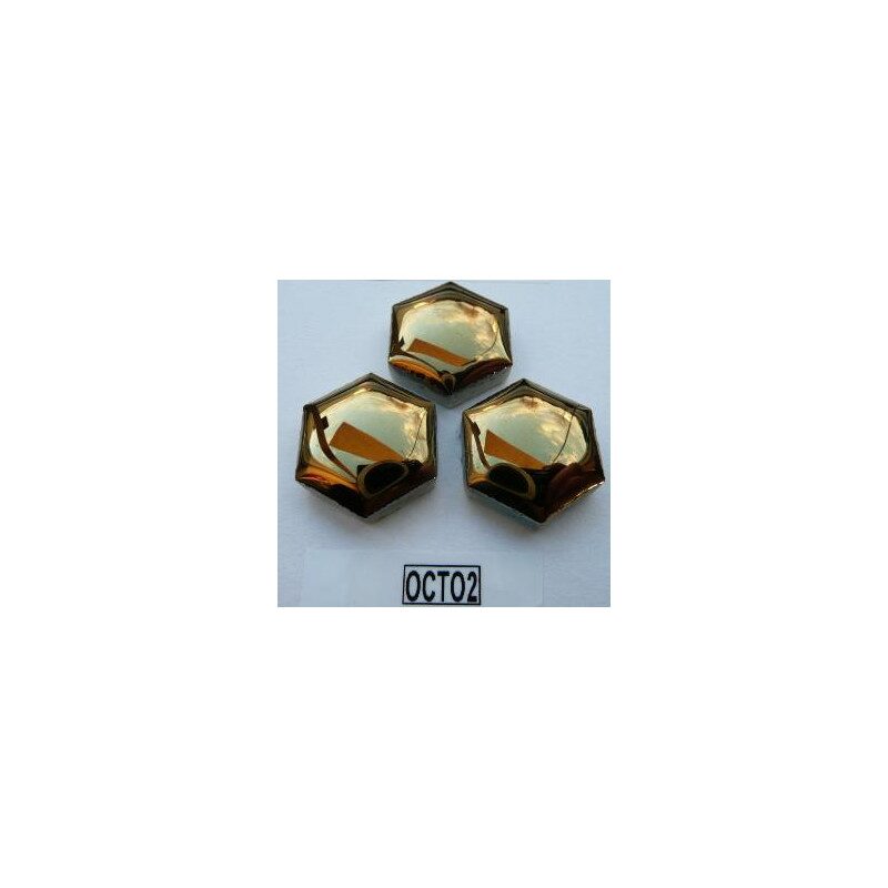 Mosaique doré brillant hexagone bombé 2.1 par 2.1 cm brillant plaque de 29 par 31 cm