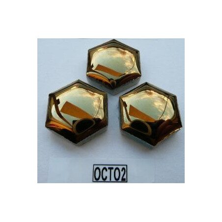 Mosaique doré brillant hexagone bombé 2.1 par 2.1 cm brillant plaque de 29 par 31 cm