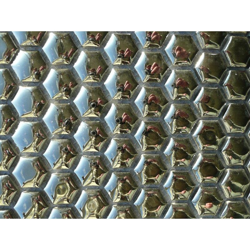 Gris argenté brillant bombé mosaïque hexagone 2.1 cm vendu à l'unité
