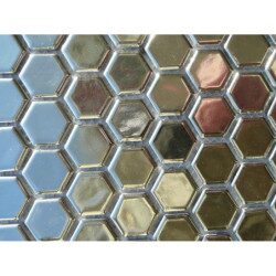 Gris argenté mosaïque brillant hexagone métallisé 2.3 cm