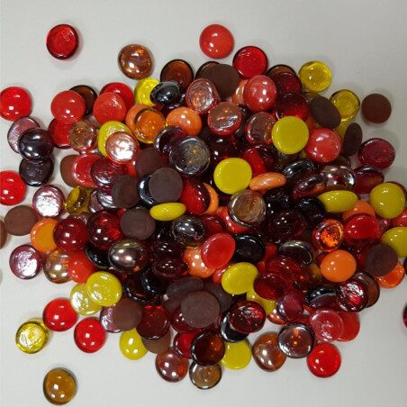 Orange bille de verre plate rouge orange jaune mélange par 400 g