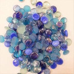 Bleu bille de verre plate bleu mélange 17-20 mm par 400 grammes