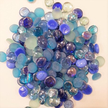Bleu bille de verre plate bleu mélange 17-20 mm par 400 grammes