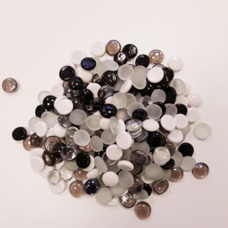 Blanc bille de verre plate blanc noir transparent billes plates mélange 17-20 mm par 400 grammes