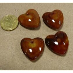Brun opaque coeur bijou mosaïque en verre artisanale