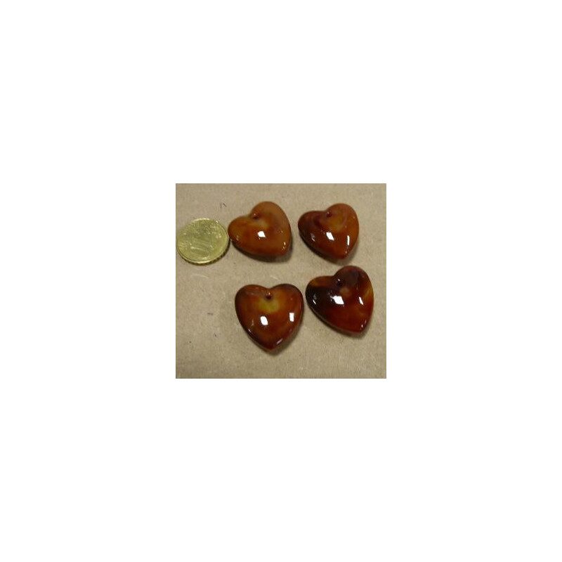Brun opaque coeur bijou mosaïque en verre artisanale