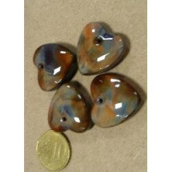 Brun agate opaque coeur bijou mosaïque en verre artisanale