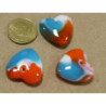 Orange blanc bleu opaque coeur bijou mosaïque en verre artisanale