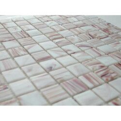 Rose blanc mosaïque pâte de verre blanc rosé perle Pompadour gemme plaque 32.5 cm
