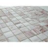 Rose blanc mosaïque pâte de verre blanc rosé perle Pompadour gemme plaque 32.5 cm