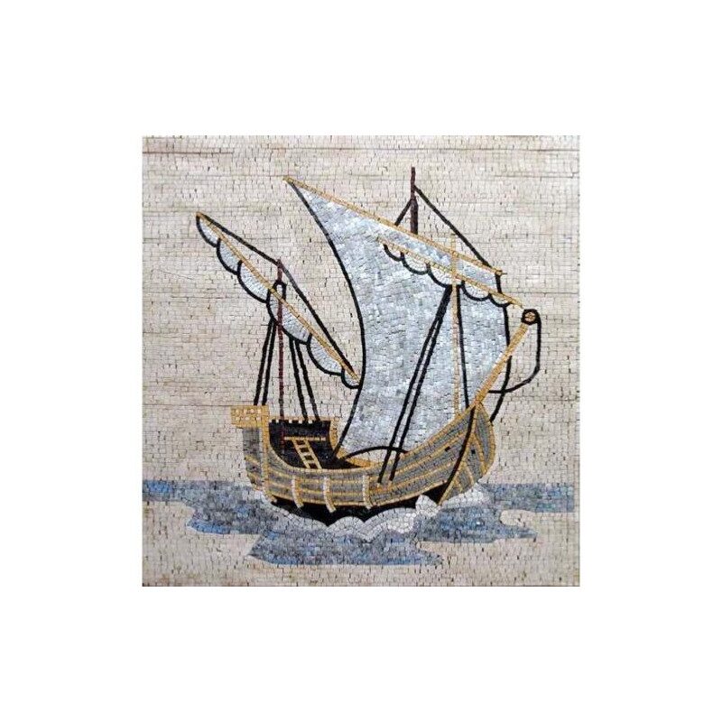 Bateau en  image mosaïque  et mosaïque maritime
