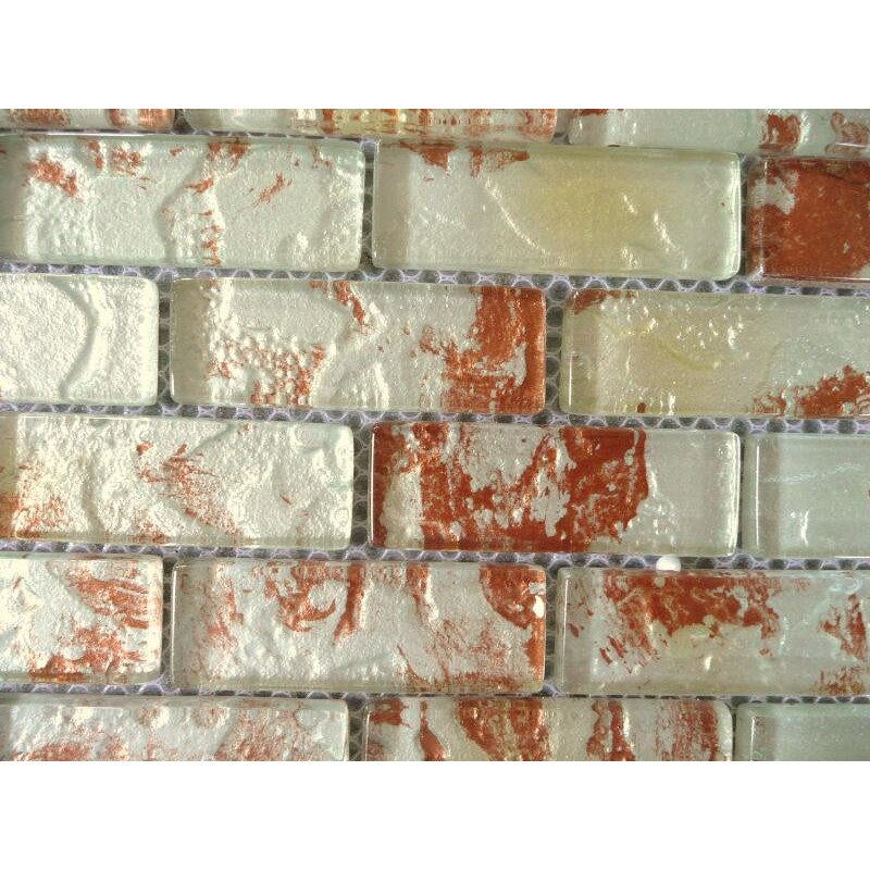 Jaune vert cuivré série mosaïque rectangle 7.5 cm par 2.5 cm épaisseur 6 mm vendu à la pièce