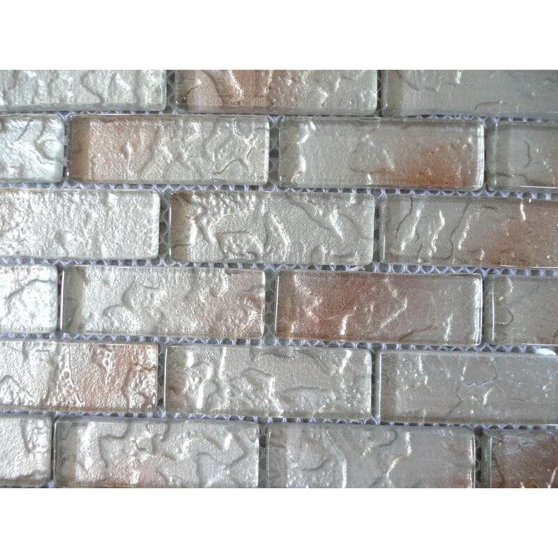 Mosaïque rectangle argenté cuivre rectangle 7.5 cm par 2.5 cm épaisseur 6 mm vendu à la pièce