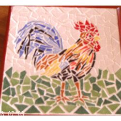 Coq avec verre modèle mosaïque
