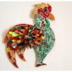 Coq avec verre modèle mosaïque