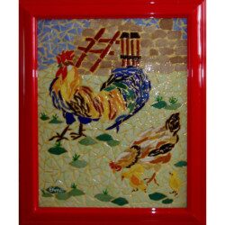 Coq avec verre modèle mosaïque