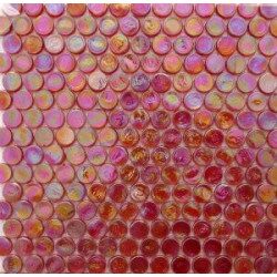 Rouge orange rond bille de verre nacré translucide par 100g