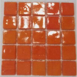 Mosaïque orange foncé émaux de Venise vendu par 25 carreaux de 1.5 par 1.5cm