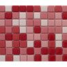 Mosaïque rose rouge émaux de verre 2 cm épaisseur 7 mm par 25 carreaux