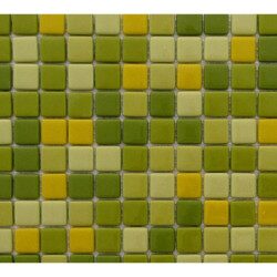 Mosaïque vert tendre émaux de verre 2 cm épaisseur 7 mm par 25 carreaux
