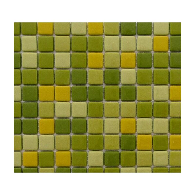 Mosaïque vert tendre émaux de verre 2 cm épaisseur 7 mm par 25 carreaux