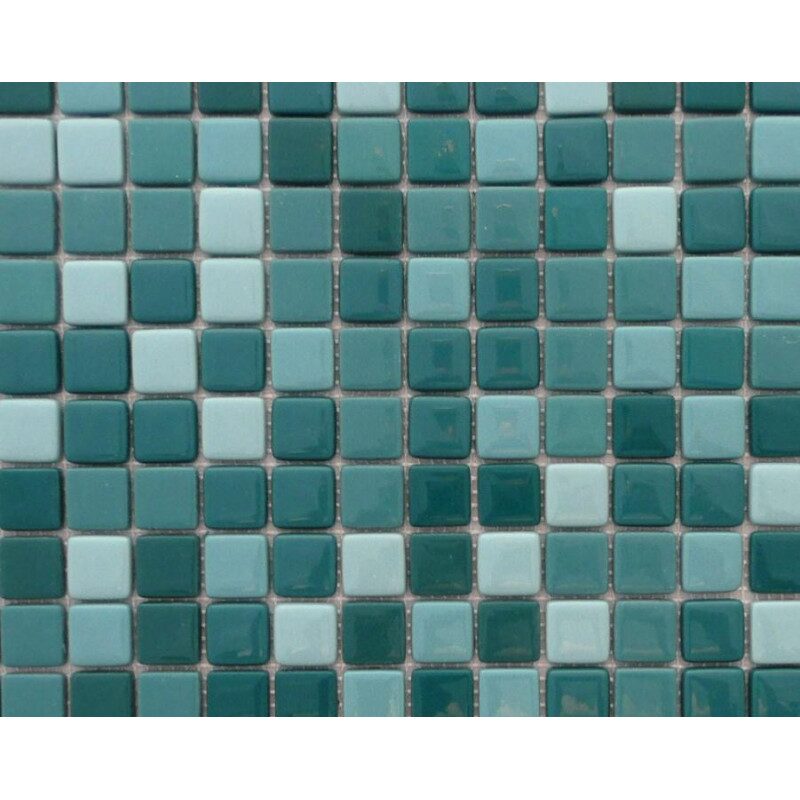 Mosaïque vert turquoise émaux de verre 2 cm épaisseur 7 mm par 25 carreaux