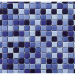 Mosaïque bleu moyen à foncé émaux de verre 2 cm épaisseur 7 mm par 25 carreaux