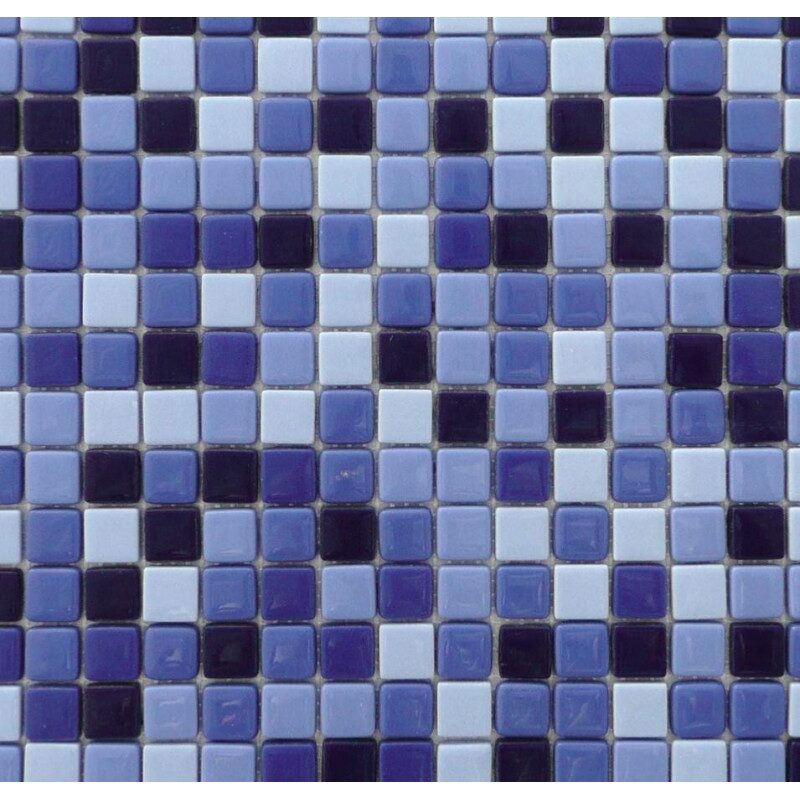 Mosaïque bleu moyen à foncé émaux de verre 2 cm épaisseur 7 mm par 25 carreaux