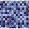 Mosaïque bleu moyen à foncé émaux de verre 2 cm épaisseur 7 mm par 25 carreaux