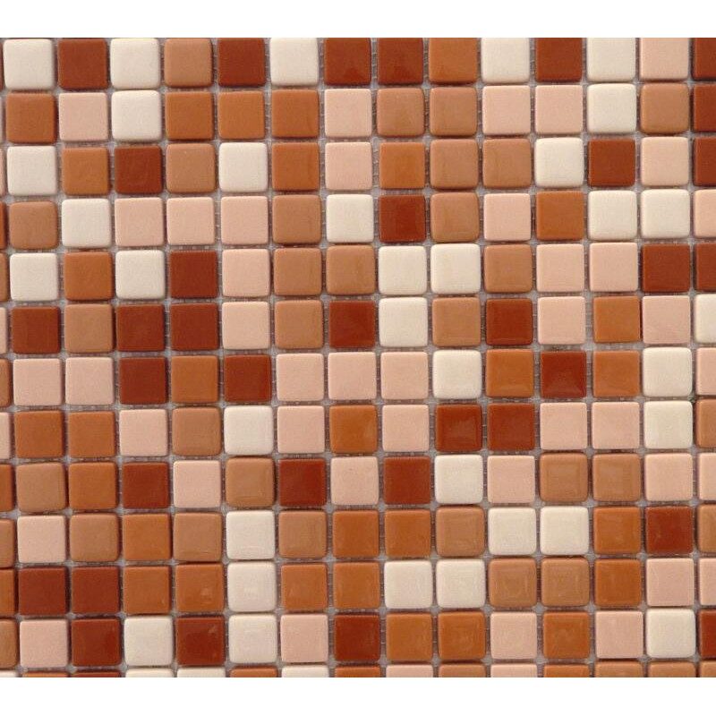 Mosaïque brun clair et foncé émaux de verre 2 cm épaisseur 7 mm par 25 carreaux