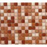 Mosaïque brun clair et foncé émaux de verre 2 cm épaisseur 7 mm par 25 carreaux