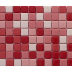 Rouge mosaïque rose et rouge émaux carré 2 cm épaisseur 5 mm par plaque 32 cm