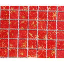 Rouge orange floral mosaïque paillette 2.5 cm par 6 carreaux