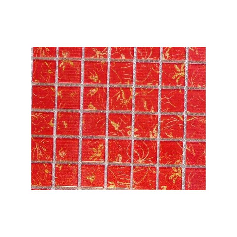 Rouge orange floral mosaïque paillette 2.5 cm par 6 carreaux