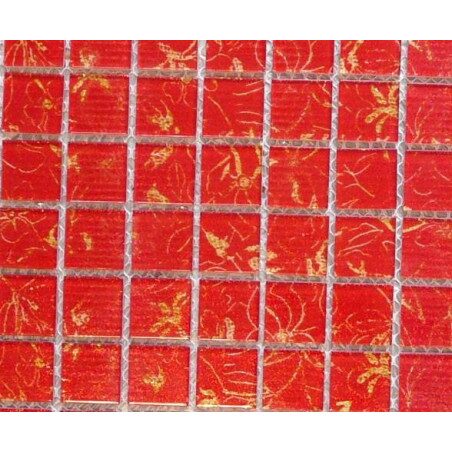 Rouge orange floral mosaïque paillette 2.5 cm par 6 carreaux