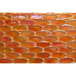 Orange mosaïque galet de verre orange calisson nacré par plaque de 29 par 29 cm