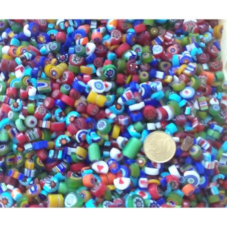 Millefiori déclassé mosaïque mix couleurs diamètre de 4-12 mm par 50g pour fusing