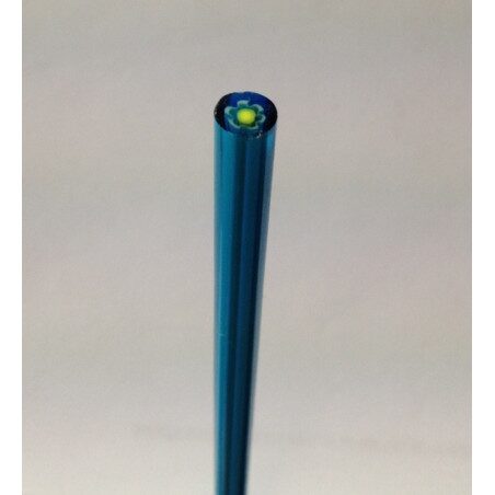 Millefiori bleu cyan fleur blanche tige de verre pour mosaïque diamètre de 4 à 6 mm 30 cm