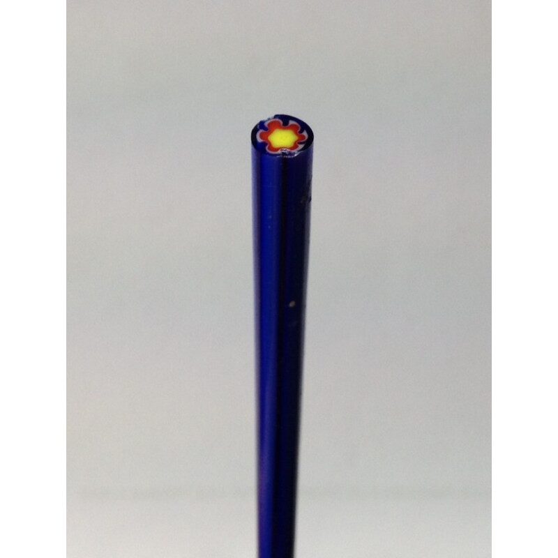 Millefiori bleu cobalt fleur rouge tige de verre pour mosaïque diamètre de 4 à 6 mm 30 cm