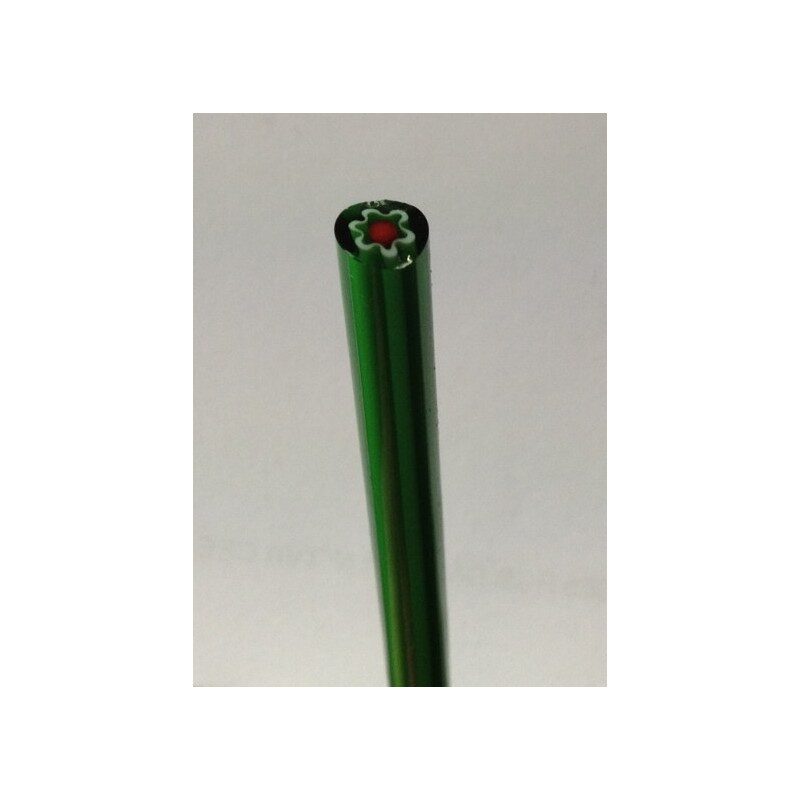 Millefiori vert fleur blanche tige de verre pour mosaïque diamètre de 4-6 mm 30 cm