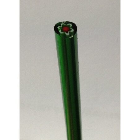Millefiori vert fleur blanche tige de verre pour mosaïque diamètre de 4-6 mm 30 cm