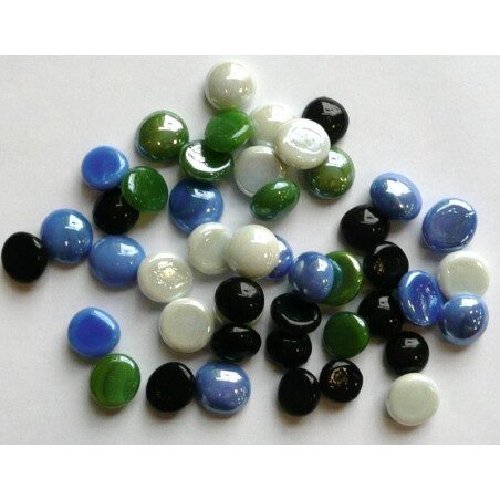 Mix billes de verre plates opaques 20 mm par 200 grammes