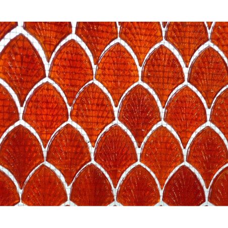 Orange foncé mosaïque palmette en verre nacré vendu par 4