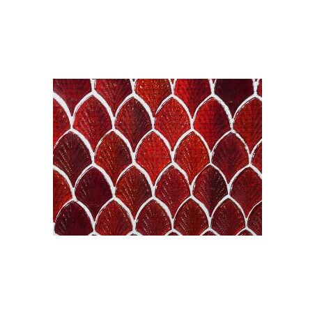 Rouge mosaïque palmette en verre nacré vendu par 4
